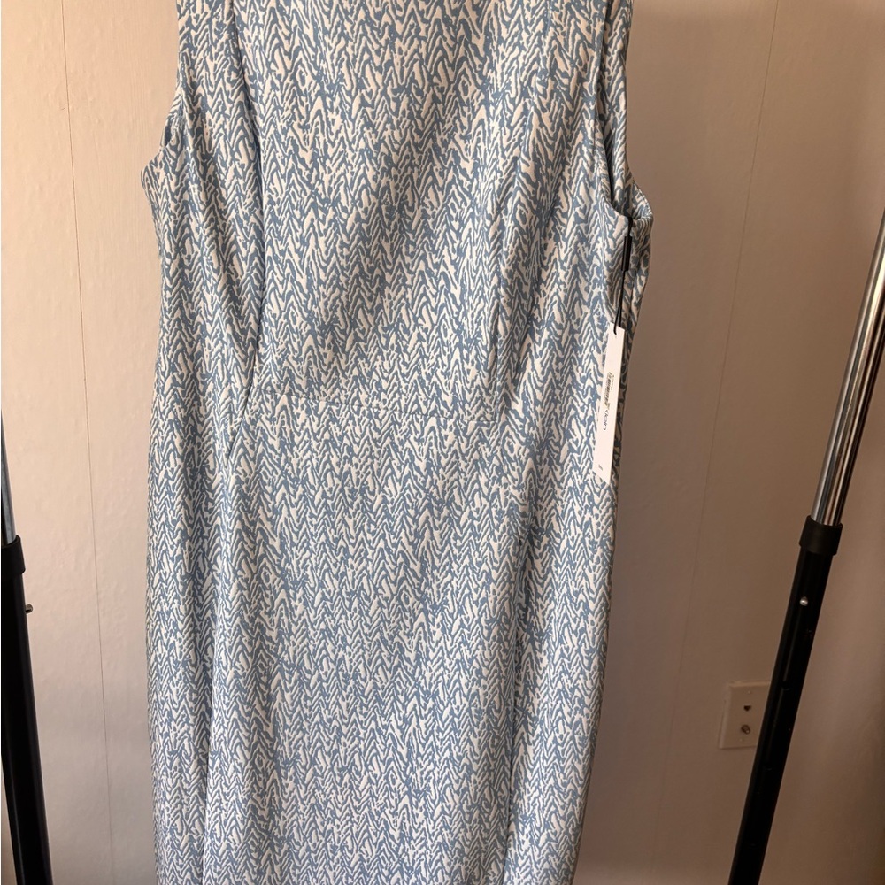 Calvin Klein Blue and White Midi Dress